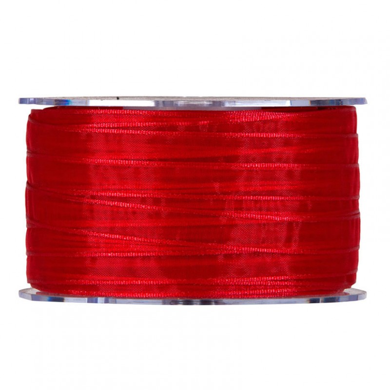 N/organza 10mm 100mt - red