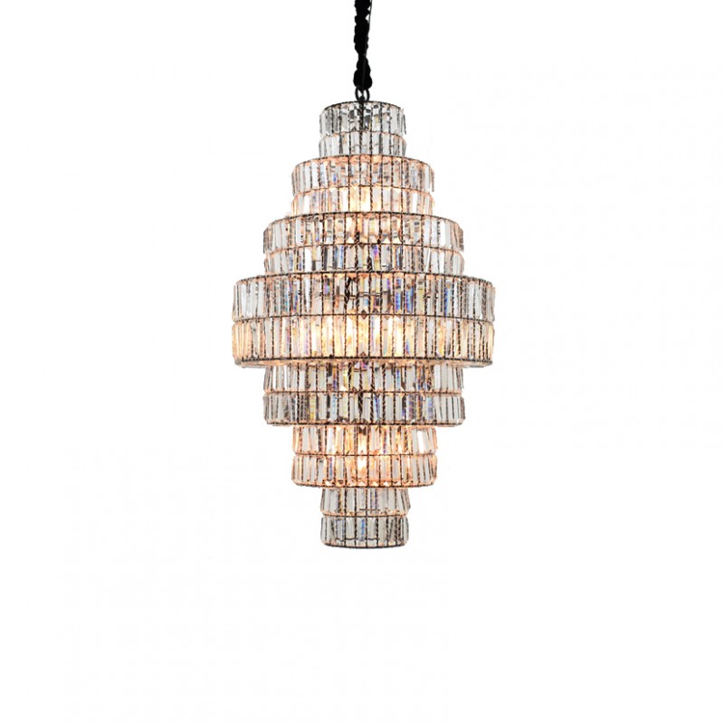 Lampadario crist d69 h125cm -ant.bronze