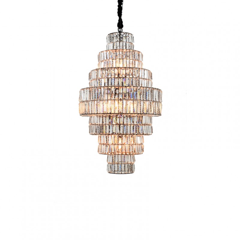 Lampadario crist d55 h100cm -ant.bronze