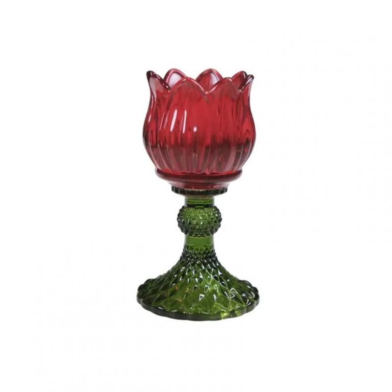 Portacandela vetro tulip h15cm - red