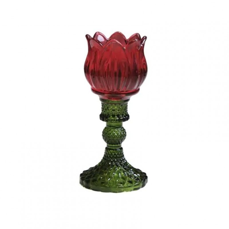 Portacandela vetro tulip h17cm - red