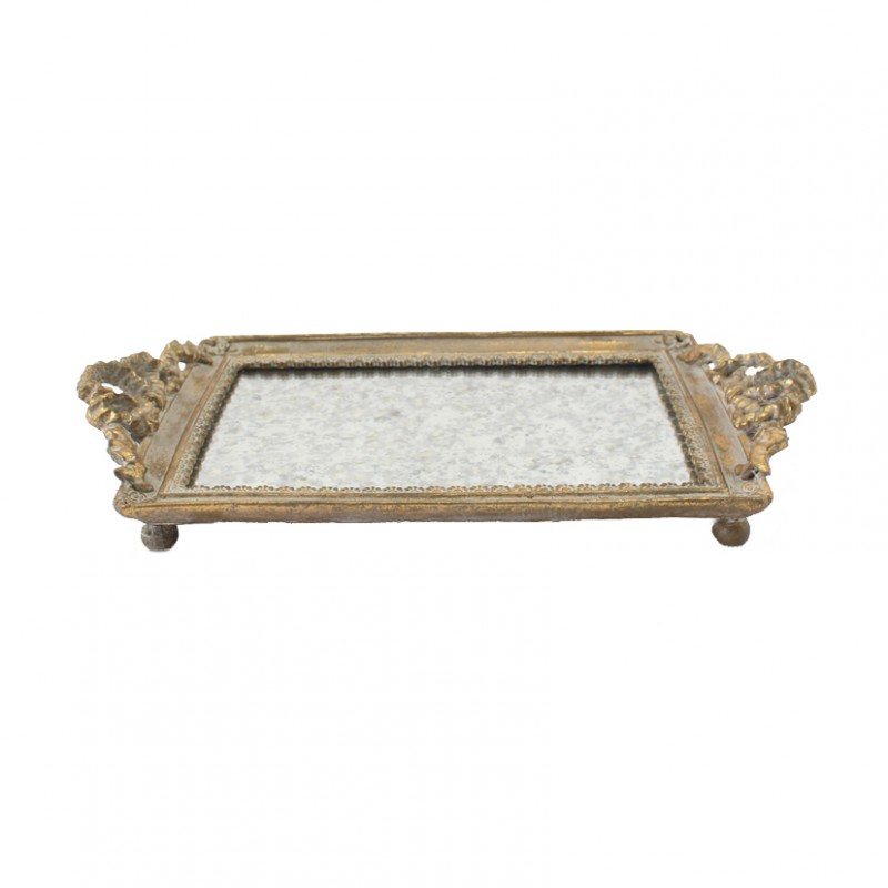 Vassoio resina 41x21,6 h5,4cm -gold
