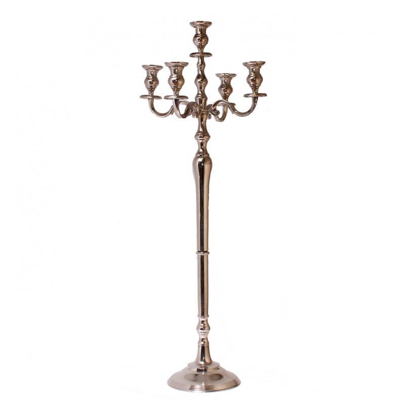 BZ11105 | CANDELABRO NICKEL H120 CM -5fuochi