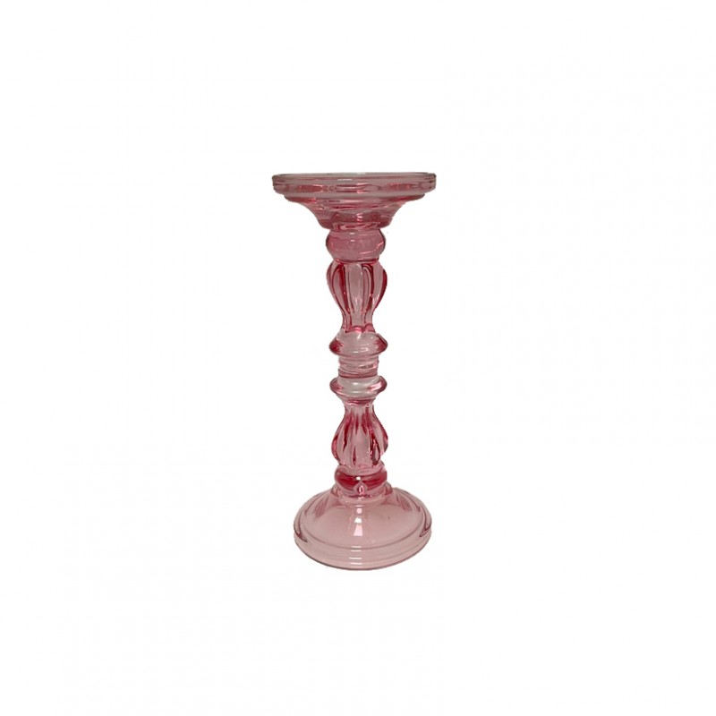 Candelabro vetro d10 h25 - rosa