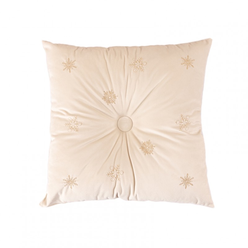 Cuscino crystal silk c/bott. 47x47-panna