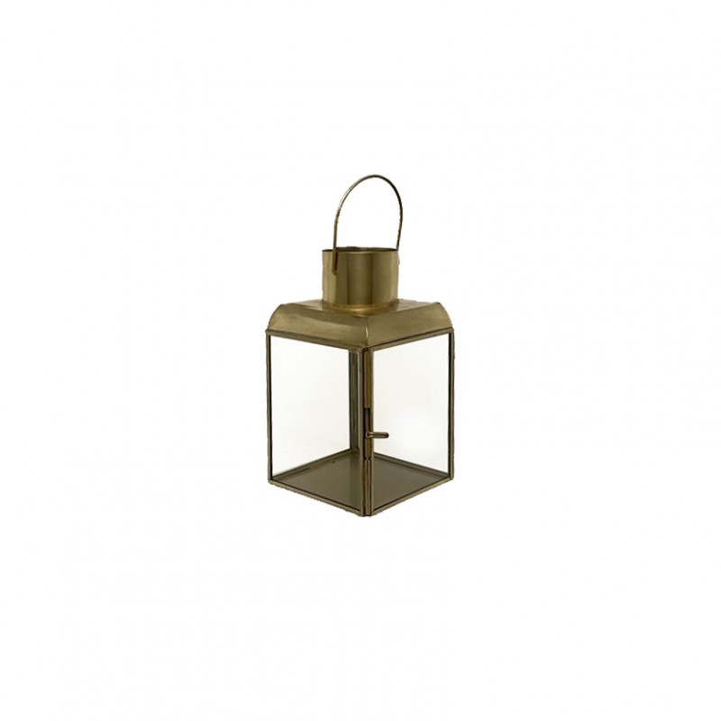 G-4957S | LANTERNA VETRO/ORO 10X10 H18 CM