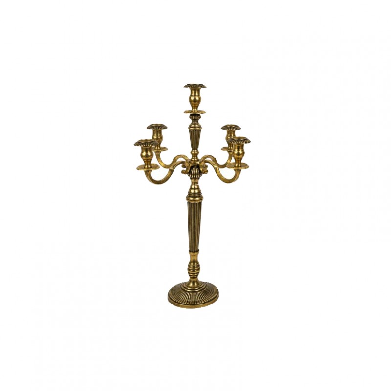 G-13269SGD | CANDELABRO ALLUM RAW GOLD H86CM-5fuochi