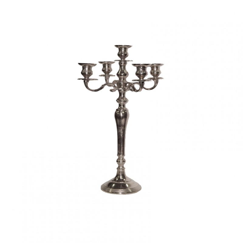 G-4951-RN | CANDELABRO ALLUM.RAW NICKEL H80CM-5fuoch