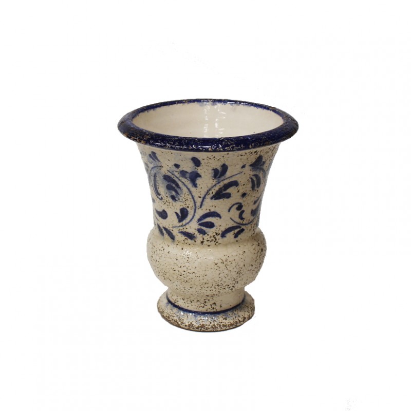 Smalt terracotta cup. dec. h22 -blue