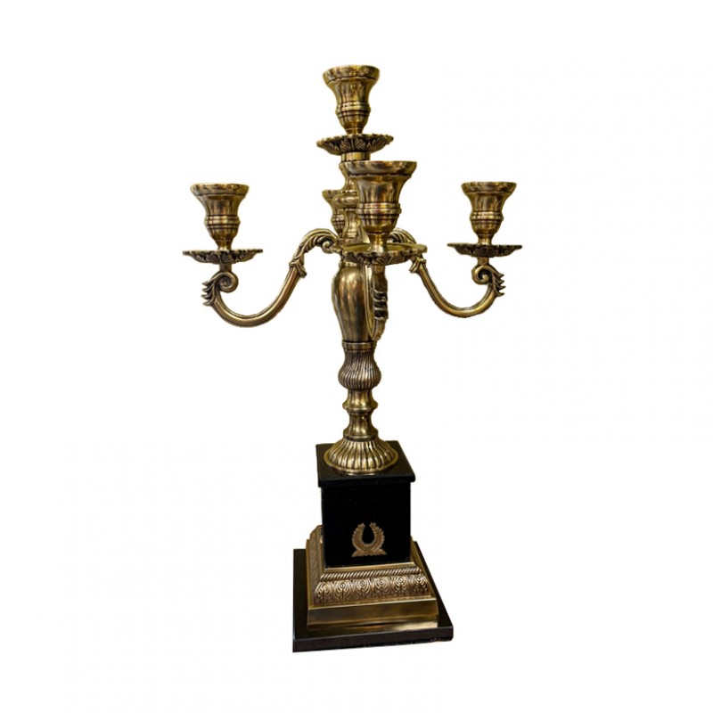 HI-222BLACK | CANDELABRO ALLU/MARMO H80-5fuochi -nero