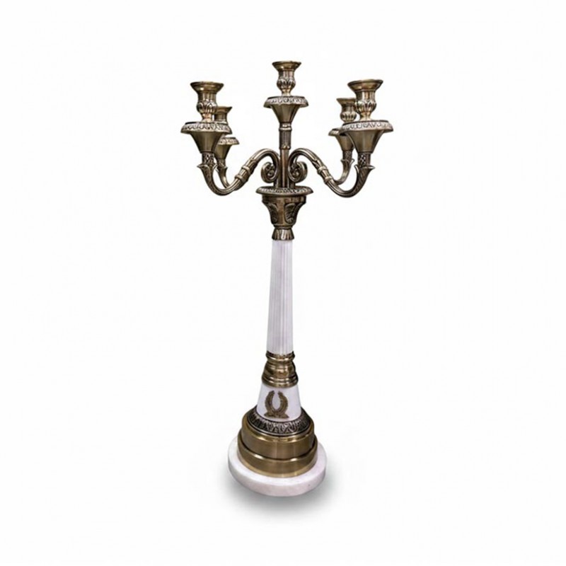 HI-276WHITE | CANDELABRO ALLU/MARMO H80-5fuochi-bianco