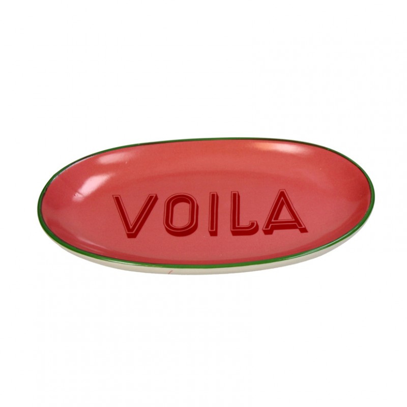 Piatto ovale ceram. 21x12,5x2,5cm - pink