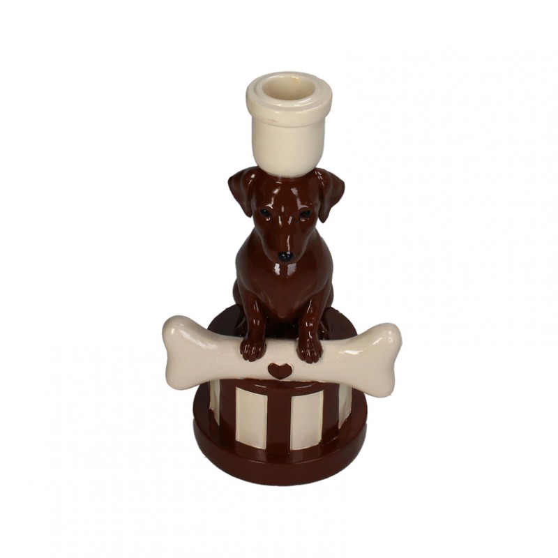 Candelabro bassotto res. 12x11 h22-marro