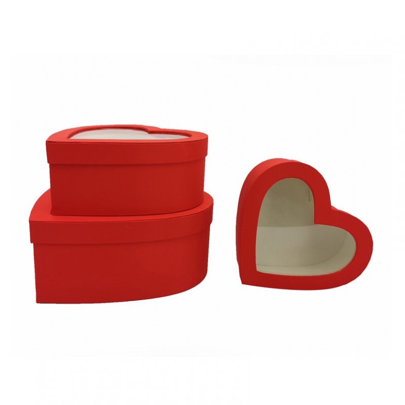 SC0207R | SCATOLA cuore raso S/3 - rosso