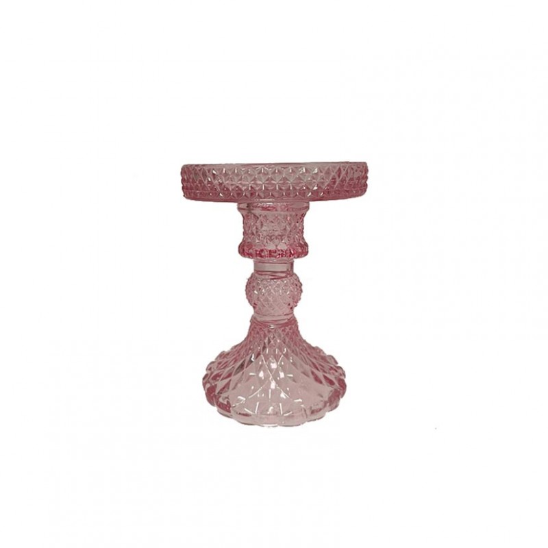 SL-C14737-AROSA | CANDELABRO VETRO D8,8 H11,8 - rosa