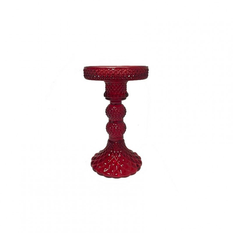 SL-C14737-BROSSO | CANDELABRO VETRO D8,8 H14,3 - rosso