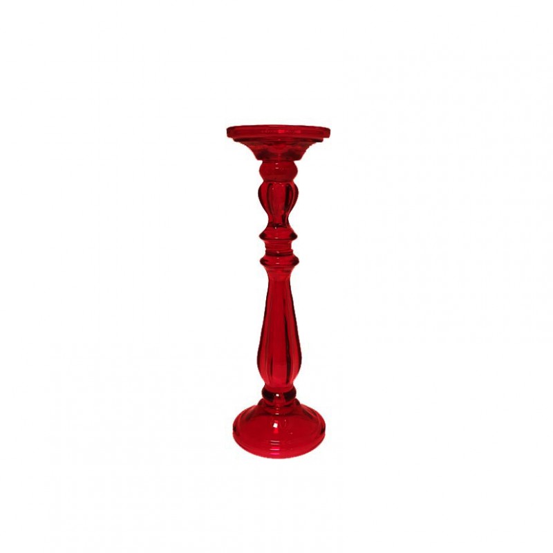 SL-C16037-BROSSO | CANDELABRO VETRO D10 H28,5 - rosso
