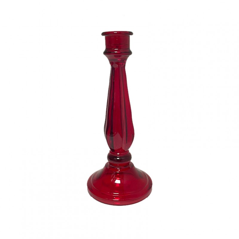 SL-C17213-CROSSO | CANDELABRO VETRO D10 H23 - rosso