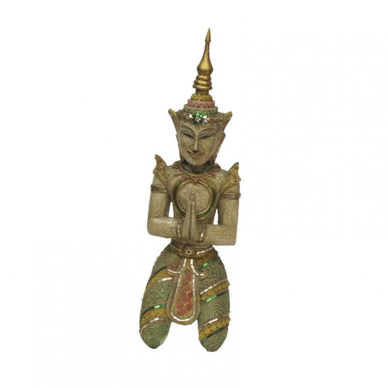 Statua divinita' legno intars. h65x20cm