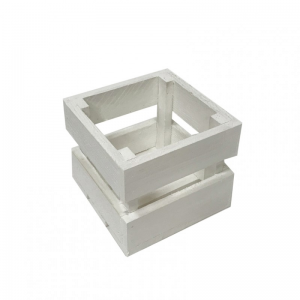 CASSETTA LEGNO 1 VASO 13x13xh11cm-bianco