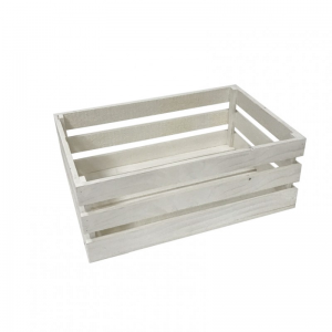 CASSETTA LEGNO 2 VASI 32x17x14,5cm-bianc