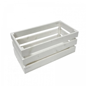 CASSETTA LEGNO 2 VASI 38x19,5x17cm-bianc