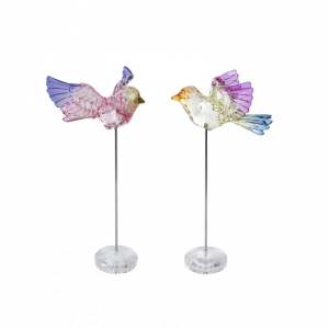 UCCELLINO acril. SU PIEDISTALLO 2ASS H25