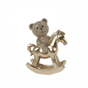 ORSO GLITTER SU DONDOLO H11cm - gold