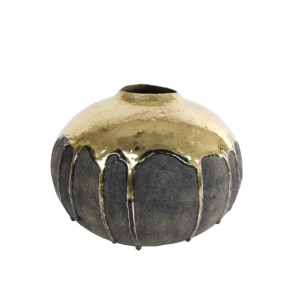 VASO ROVER METAL 5X16X12cm - oro/nero
