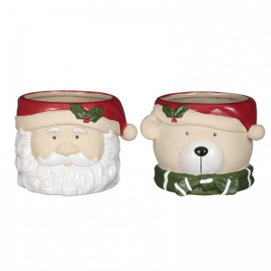 VASO 2MOD. D15,5 H13cm babbo natale/orso