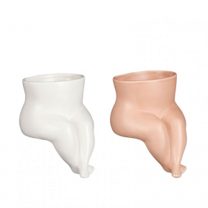 VASO GAMBE D9,5 H13 cm - white/peach