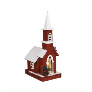 CHIESA C/LUCI 18X25XH49 cm - red