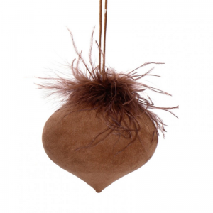 SFERA FLOCC. C/PIUME D12 cm - marrone