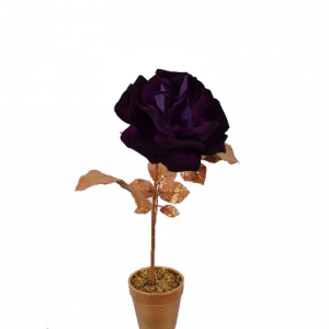 ROSA IN VASO H41 CM SI -oro/purple