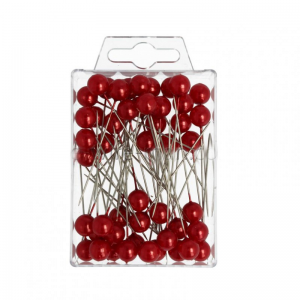 SPILLI C/PERLA 10MM 60MM 50 pz - rosso
