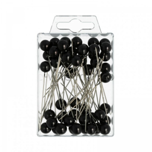 SPILLI C/PERLA 10MM 60MM 50 pz - nero