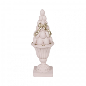 VASO RESINA C/UOVA H27cm - rosa/oro