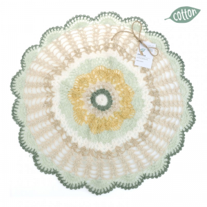 TOVAGLIETTA CROCHEA D40cm - verde/beige