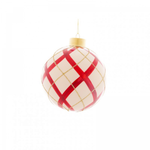 SFERA VETRO DEC. ROSSO D8cm - bianco