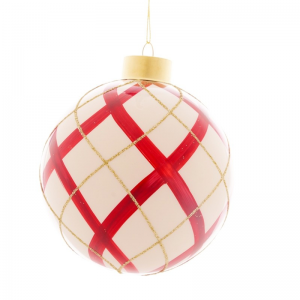 SFERA VETRO DEC. ROSSO D12cm - bianco