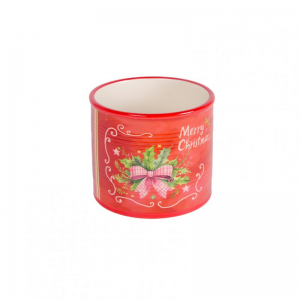 VASO CERAMICA MERRY XMAS D13 H12cm-rosso