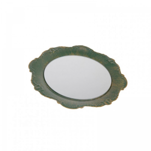 VASSOIO TOND SPECCHIO/MET D35cm-verde/or