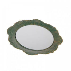 VASSOIO TONDO SPECCHIO/MET D45cm-verde/o