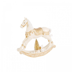 CAVALLO DONDOLO RESINA 14X14cm - avorio