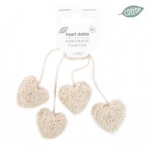 CUORE DOPPIO POMPON 2pz D3 CM- crema