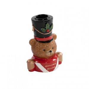 ORSO PORTACANDELA RESINA H10cm - rosso
