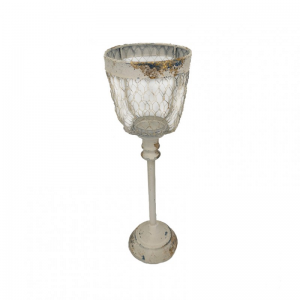 PORTACANDELA MET. D14 H45,5cm- sbiancato