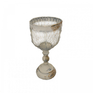 PORTACANDELA MET. D14 H31,5cm -sbiancato