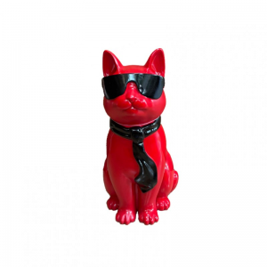 GATTO RESINA C/OCCHIALI H40- red