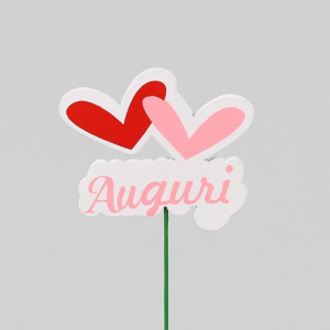 PICK CUORE AUGURI LEGNO H27cm 12pz
